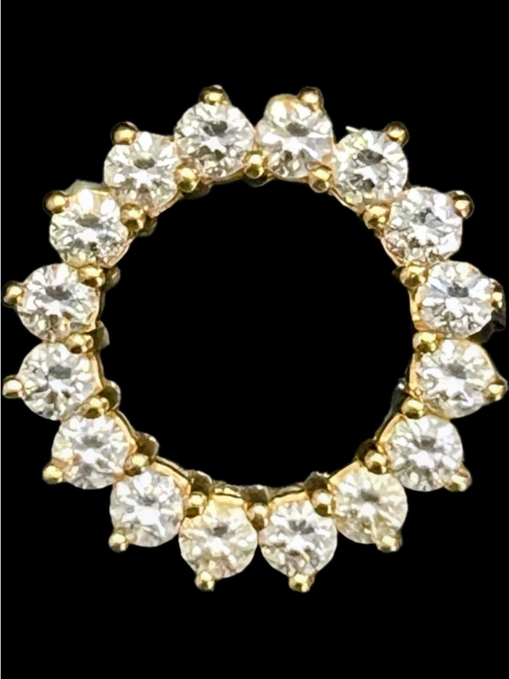 14k Solid Yellow Gold Simulated Diamond Diamonique Circle cz pendant vintage QVC